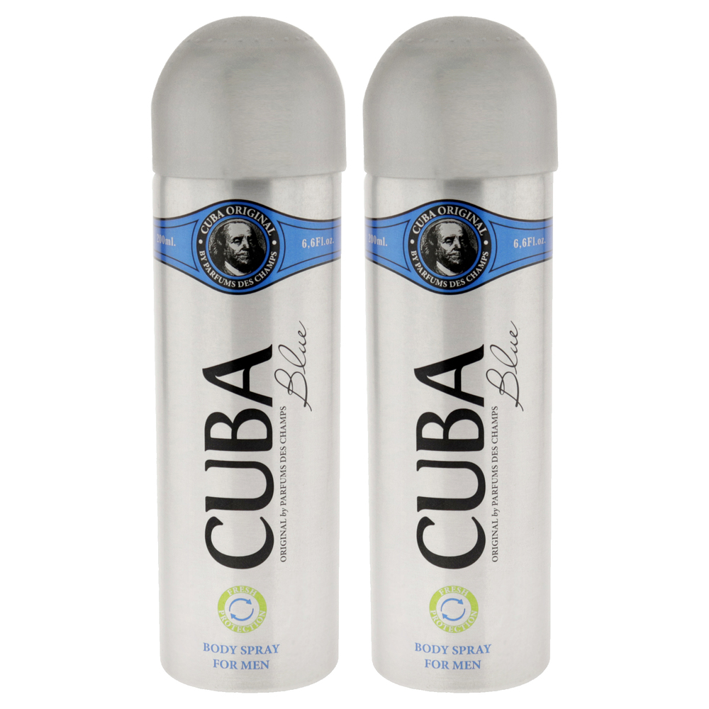 Cuba Blue by Cuba for Men - 6.6 oz Body Spray - Pack of 2
